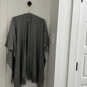 Gray fringed shawl